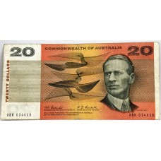 AUSTRALIA 1967 . TWENTY 20 DOLLARS BANKNOTE . COMMBS/RANDALL
