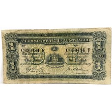 AUSTRALIA 1918 . ONE 1 POUND BANKNOTE . CERUTTY/COLLINS